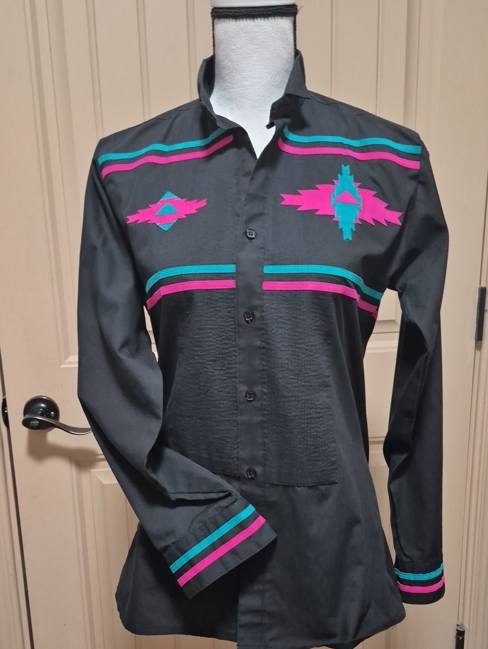 Black Pink Teal Southwestern Western S Cowgirl Vintage Shirt